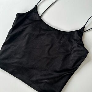 Black Sleeveless Satin Crop Camisole